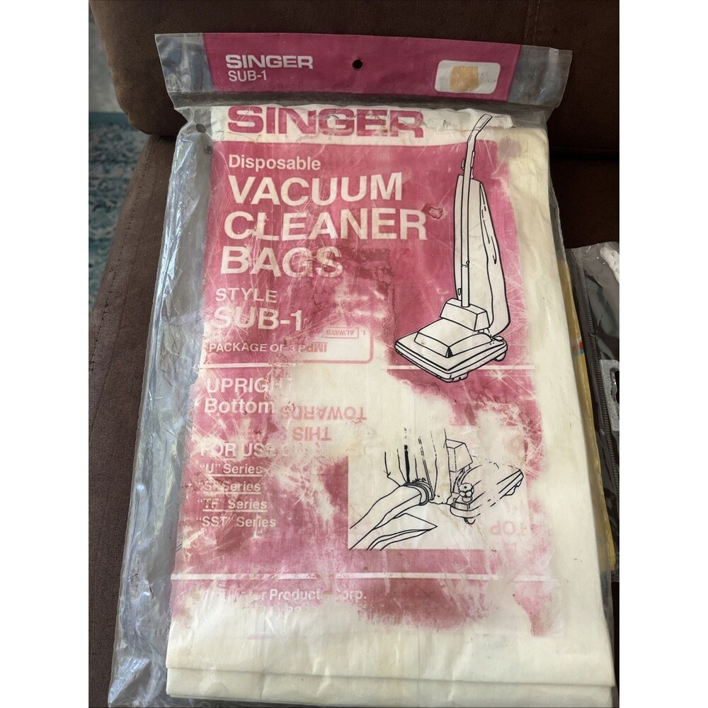 Vintage Singer Vacuum Cleaner Bags Style Sub-1   3 Pack  For U-S-TF- SST  Series